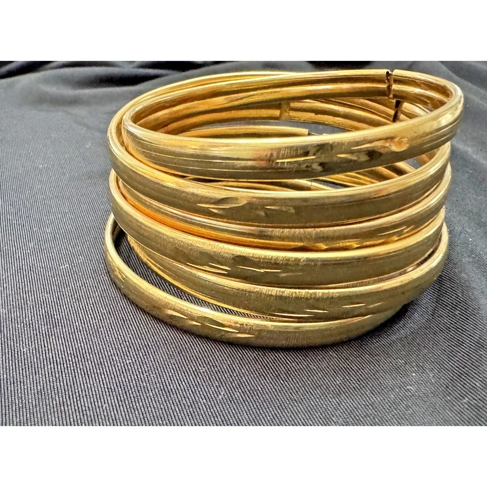 Set of 6 Gold Filled 14K Vintage Kids' Bangle Bracelets: Ages 1 to 5 Years